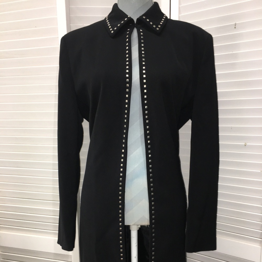 Black Stud-Trim Long Jacket - Women
